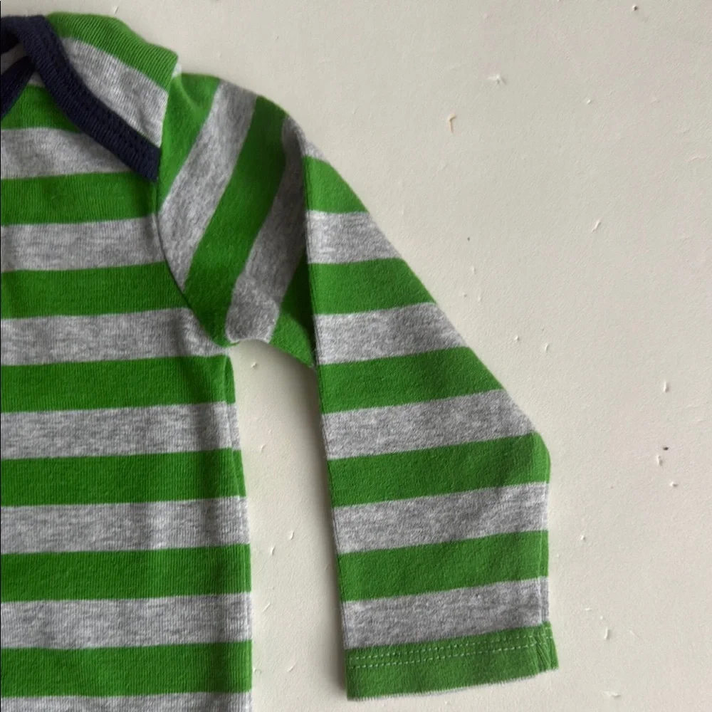 Carter’s Striped Green & Gray “Draft Pick” Long Sleeve Onesie Boys 3-6 Mos